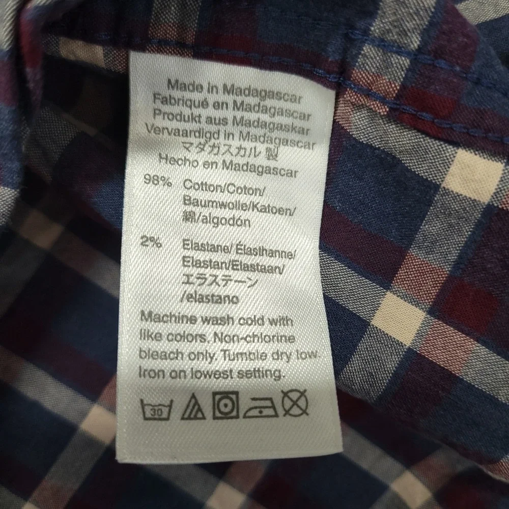 J.Crew Flex Washed Burgundy Plaid Button Up Shirt Mens‎ Medium EUC
